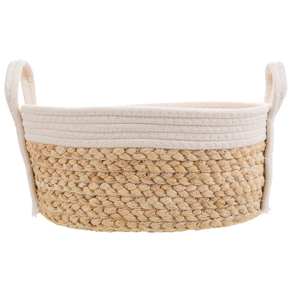 Cesto in corda intrecciata bianca 36x26x16h