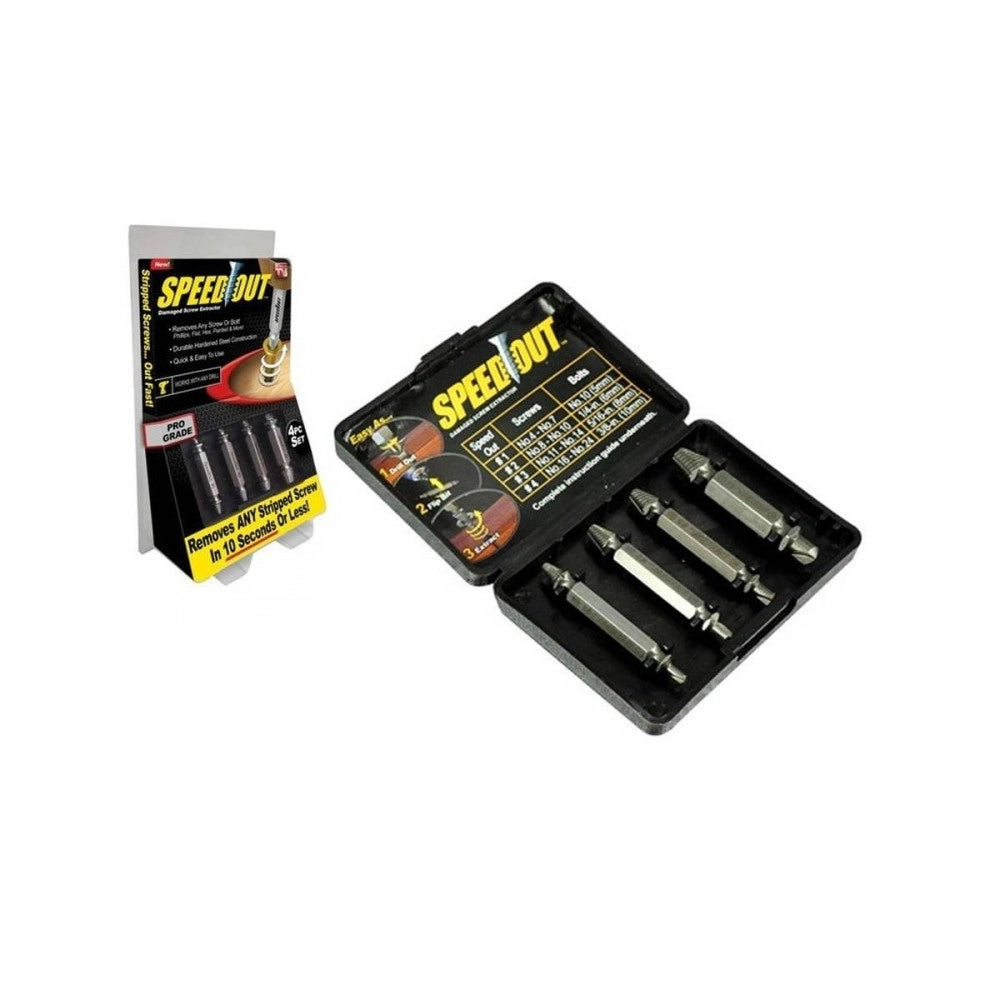 Trade Shop - Estrattore Per Viti Consumate Sbanate Con Cofanetto Confezione Da 4pz Speedout Trapano -
