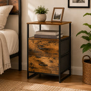 Cassettiera 45x40x70.5 cm con 2 cassetti pieghevoli; struttura in acciaio; marrone
