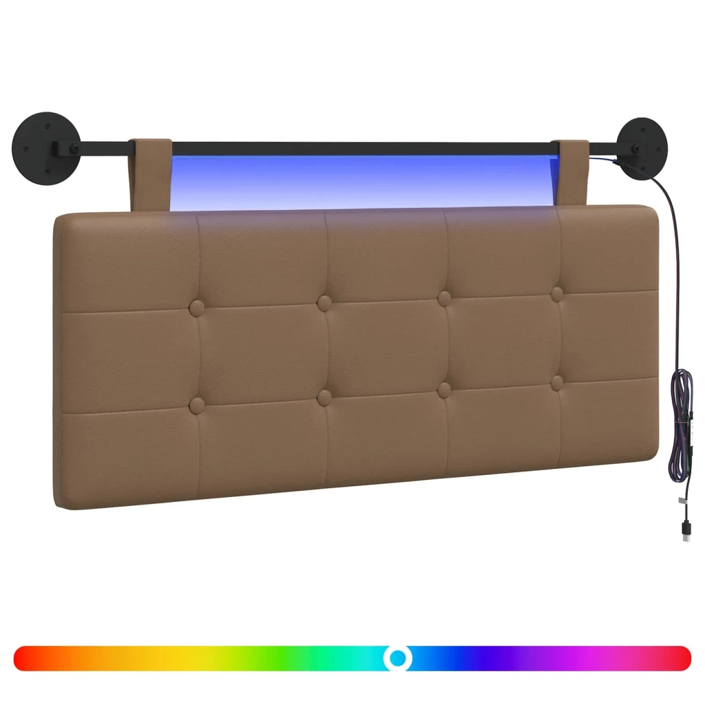 Testiera sospesa Con luce LED Cappuccino Similpelle 3424404