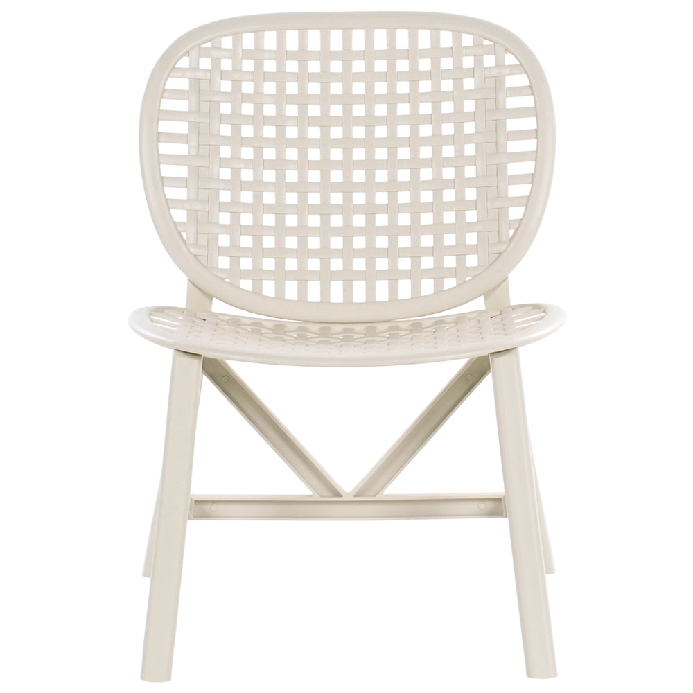 Set bar bistrot da giardino per esterni Tavolo e sedie basse Materiale sintetico bianco sporco