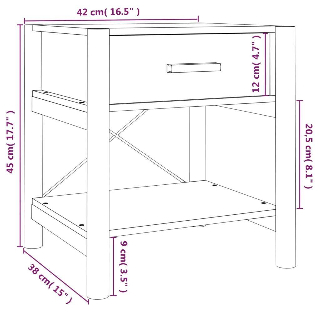 Tavolini da Letto 2pz Nero 42x38x45 cm in Legno Multistrato 345657