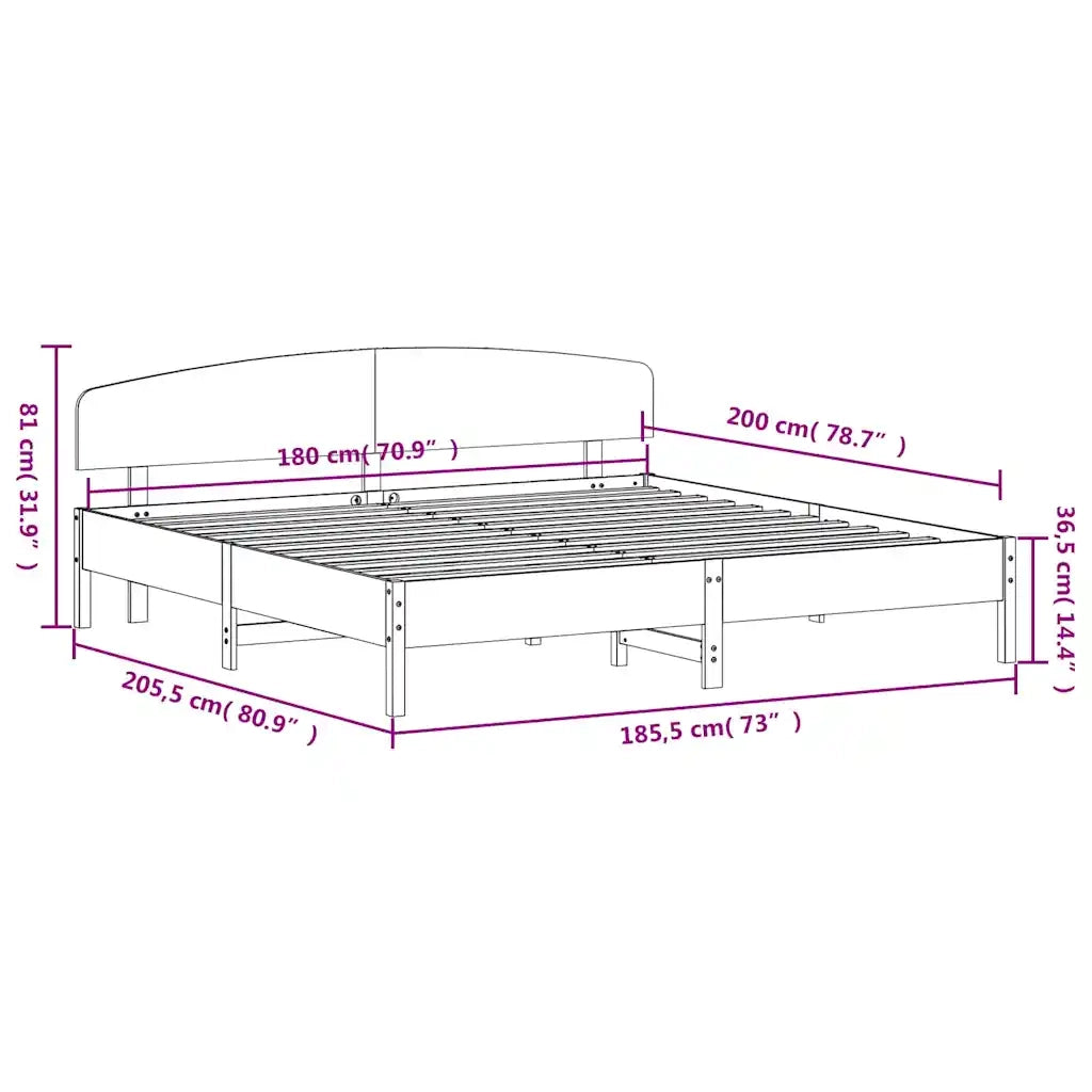 Giroletto senza Materasso Marrone Cera 180x200 cm Legno di Pino