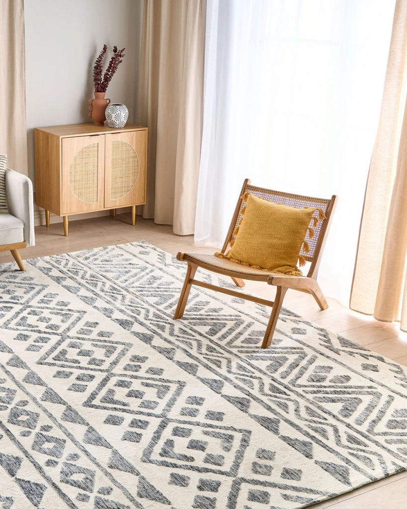 Tappeto area Beige Grigio Poliestere 300 x 400 cm Motivo geometrico Tinta unita Tappeto soggiorno moderno minimalista