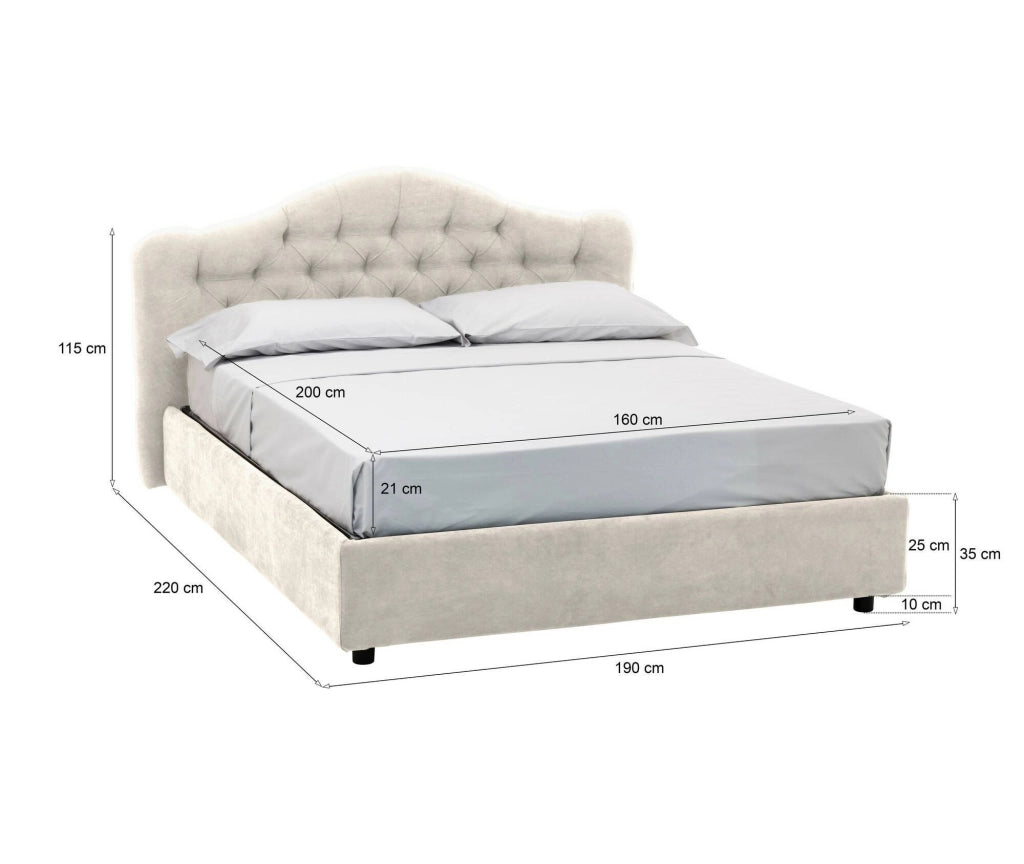 Letto Matrimoniale Alfer, Letto Matrimoniale Materasso Incluso Made in Italy, Beige