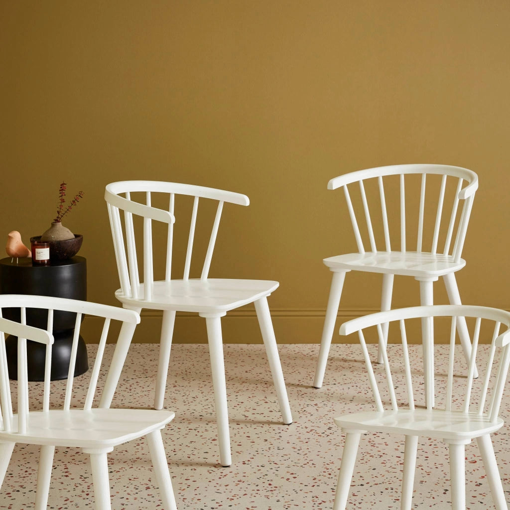 Set di 4 sedie in legno, bianco