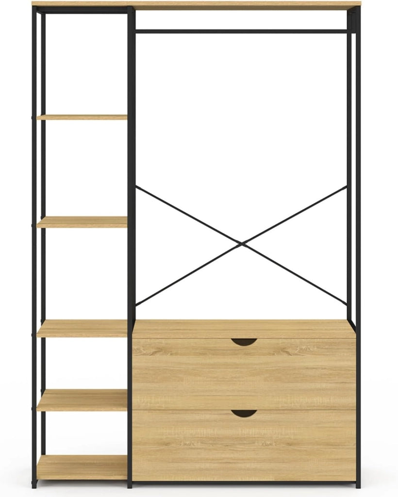 Armadio con ripiani L. 113 cm DETROIT 2 cassetti design industriale