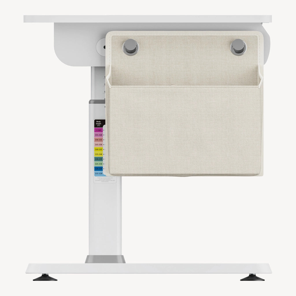 Scrivania Kuosa per Cameretta Regolabile in Altezza con Piano 120 x 60 cm e Cassetto - Grigio/Bianco [en.casa]