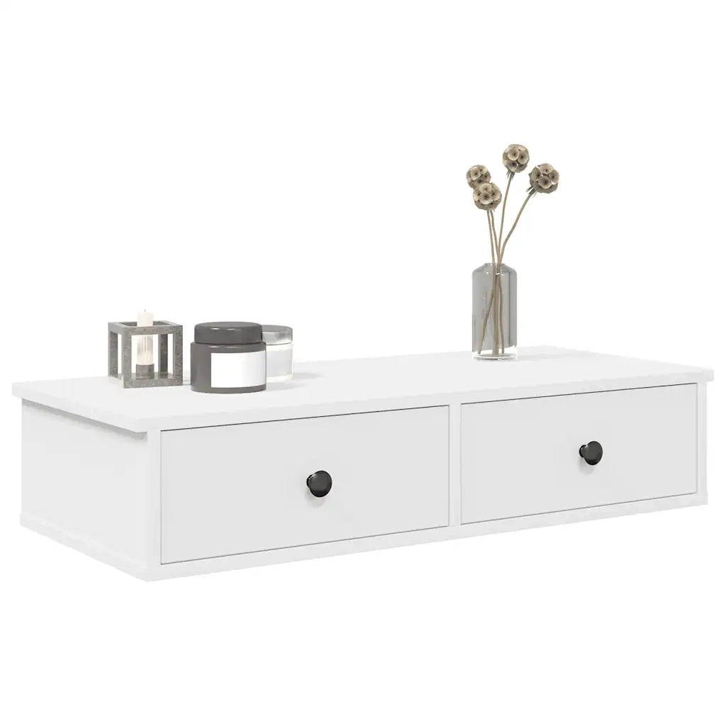 Scaffale a Parete con Cassetti Bianco 80x34x17 cm in Truciolato 859950