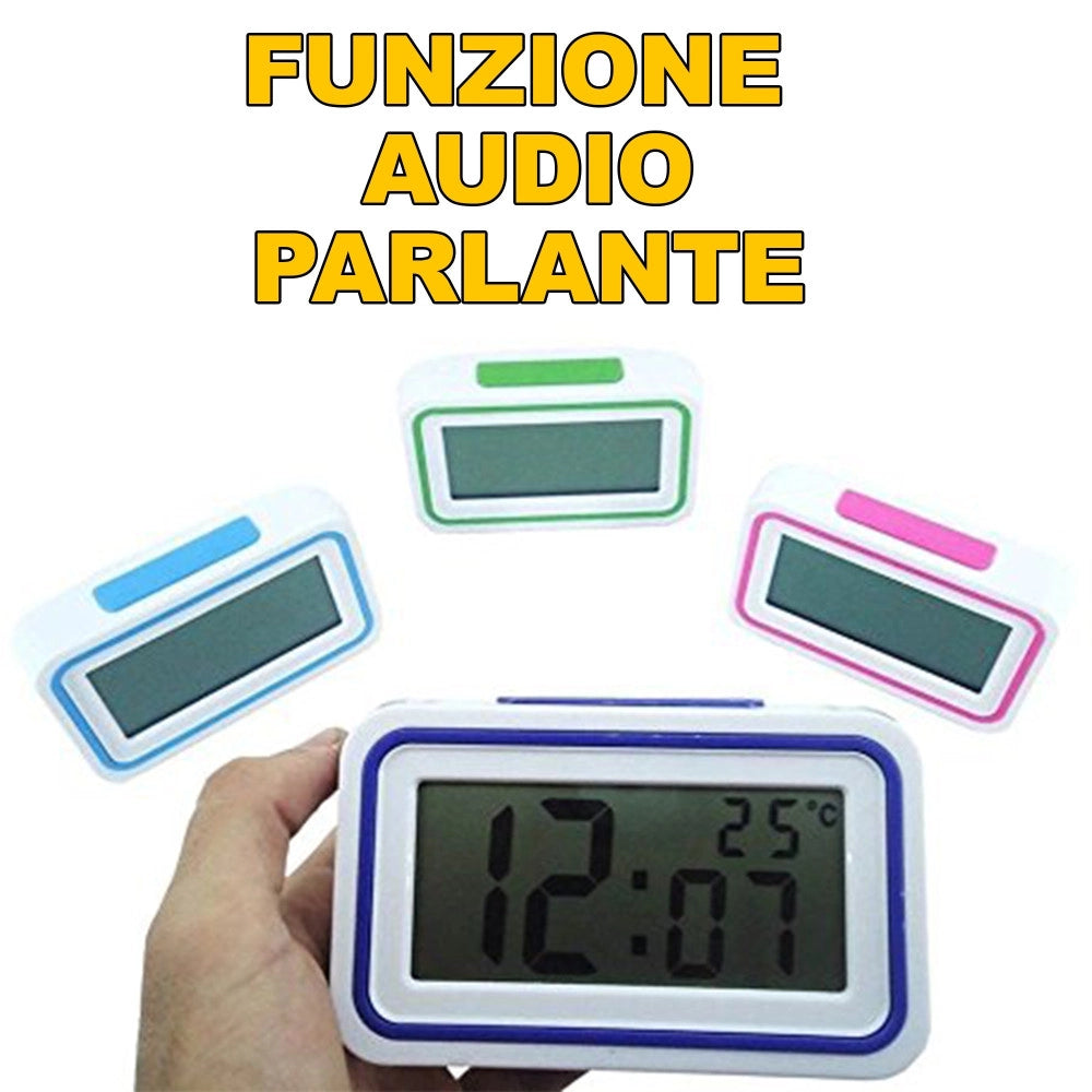 Trade Shop - Orologio Sveglia Digitale Con Audio Parlante In Italiano Per Ipovedenti -