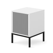 MOBILE RAVENNA F SOTTOSCRIVANIA IN MDF VERNICIATO COMODINO 1D BIANCO OPACO NERO OPACO STRUTTURA NERO