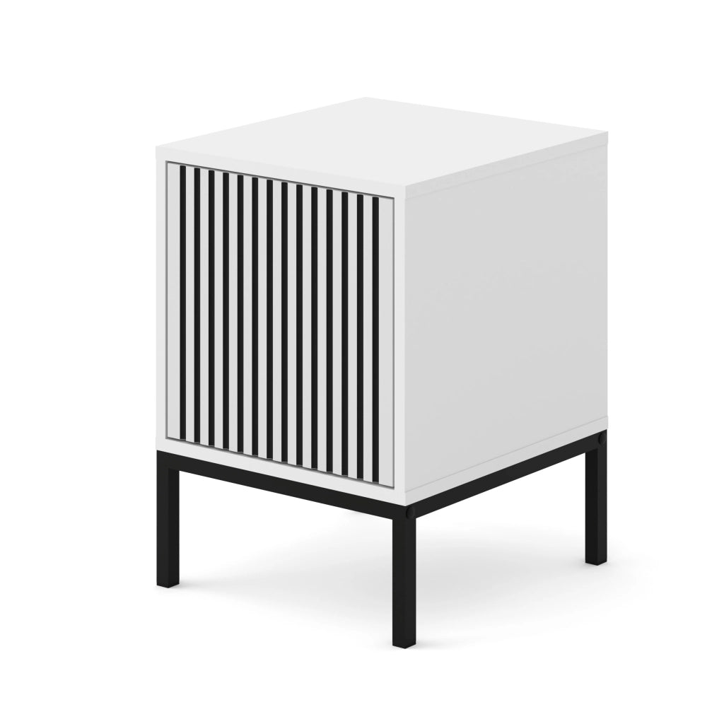 MOBILE RAVENNA F SOTTOSCRIVANIA IN MDF VERNICIATO COMODINO 1D BIANCO OPACO NERO OPACO STRUTTURA NERO