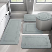 Set di tappeti da bagno 5 pezzi - Piuma da bagno morbida a schiuma di alta densità - Grigio