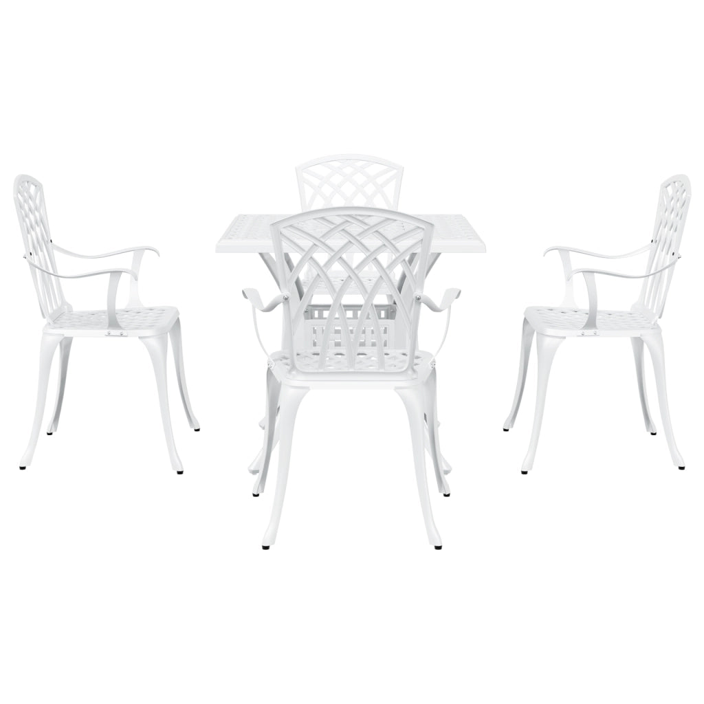 Set di Mobili da Giardino 5 Pezzi in Alluminio Bianco