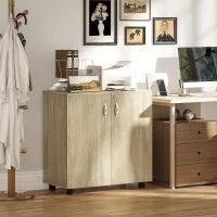 Mobile Ufficio Portadocumenti Multiuso con Serratura, 2 Ante e Mensola Interna, 80x40x80 cm, Rovere