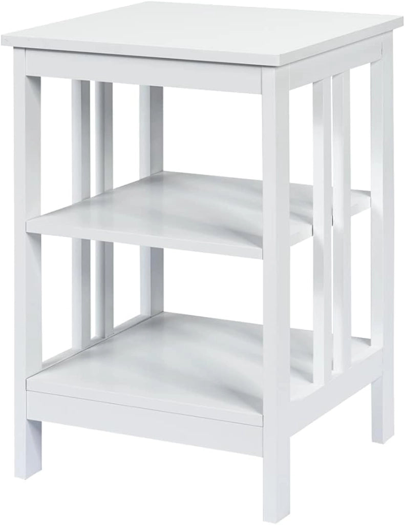Comodino Tavolino a 3 Ripiani, Comodino Camera da Letto in Legno, Comodino Salvaspazio Moderno, per Soggiorno, Ufficio e Bagno, Portata 20 kg, 40 x 40 x 61 cm (Bianco)