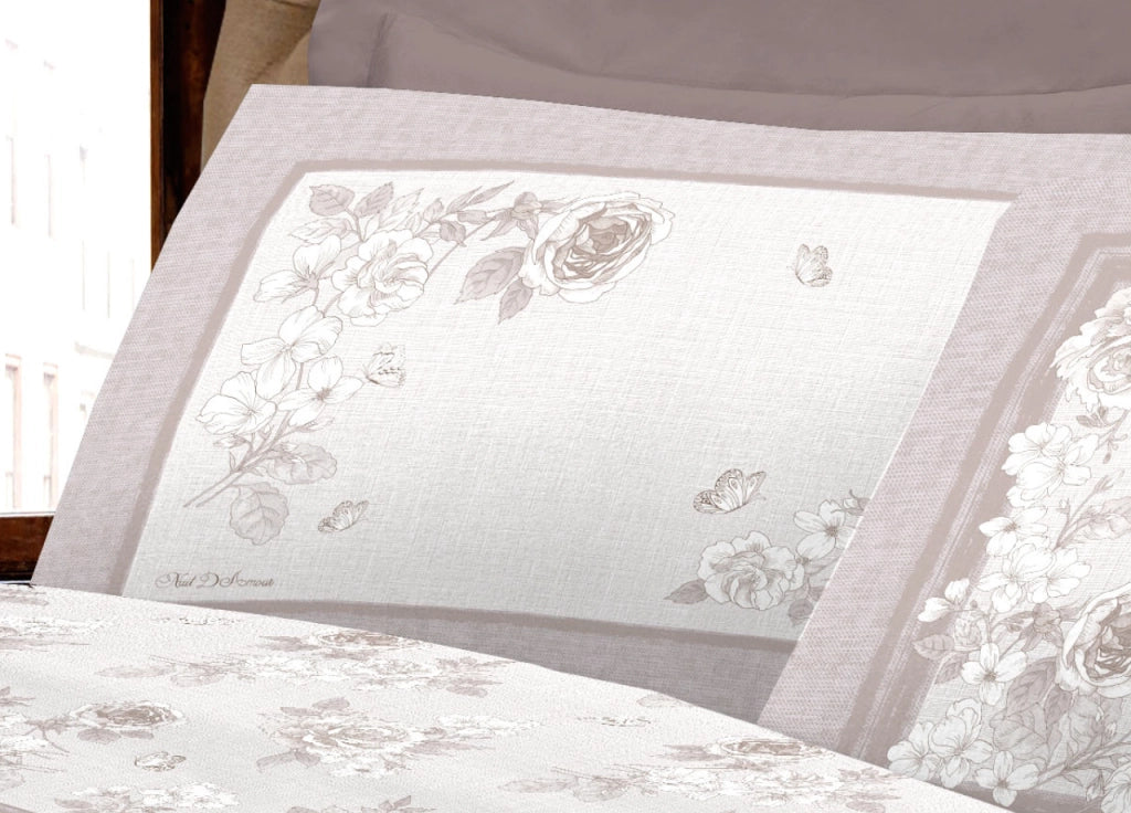 Completo Lenzuola Letto Calda Flanella 100% Cotone Disegno Praga - Matrimoniale - Beige