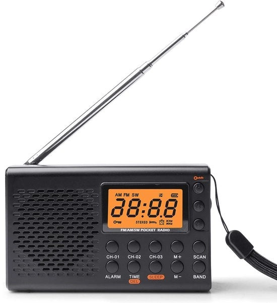 Radio Portatile AM/FM/SW - Schermo LCD - Altoparlante Integrato - 35 Impostazioni Predefinite - Timer di Sospensione - Radio Portatile