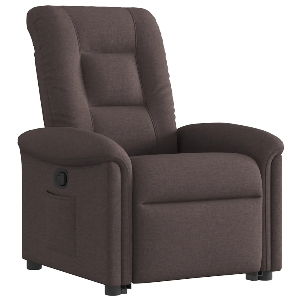 Divano Sedia-Poltrona Alzapersona Reclinabile Marrone Scuro in Tessuto 529973