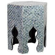 Tavolino ausiliario in legno e capiz grigio 45x40x50h cm