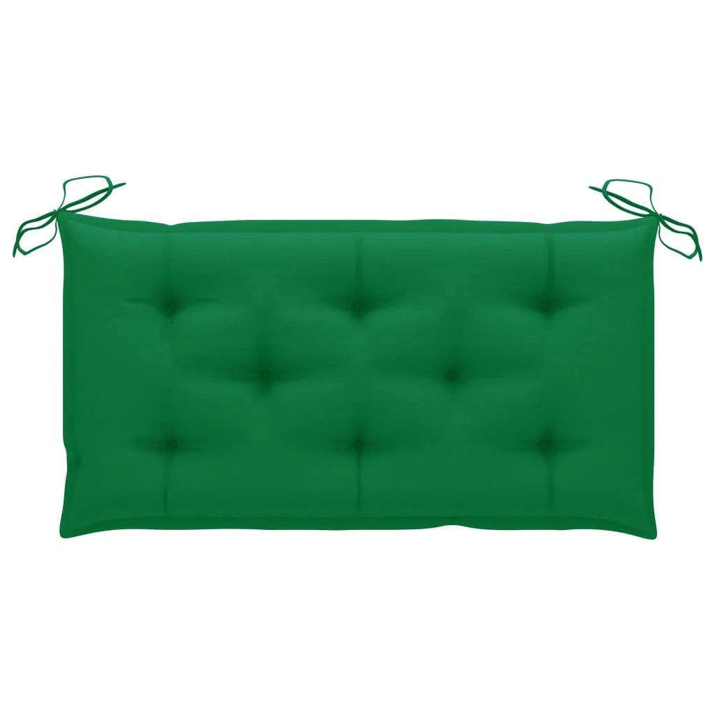 Panca da giardino arredo da esterno terrazza con cuscino verde 112 cm legno massello di teak 02_0011558