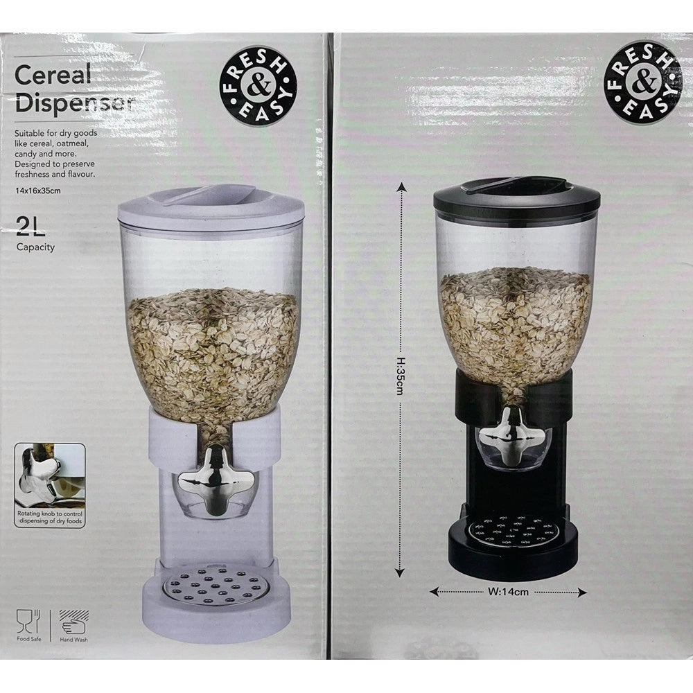 Trade Shop - Dispenser Porta Cereali 2lt Contenitore Per Conservare Erogare Alimenti Manopola Dosatrice -