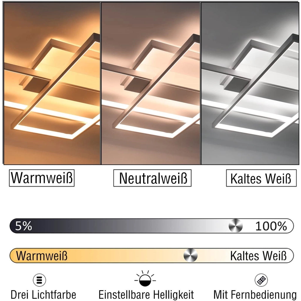 ZMH Lampada da soffitto LED moderna geometrica rettangolare 100cm per soggiorno camera
