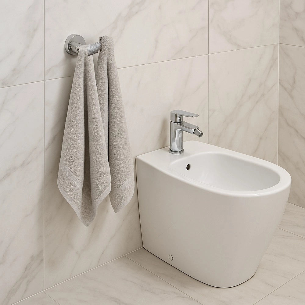 Trade Shop - Appendino Doppio Gancio Per Accappatoio Asciugamani In Acciaio Accessori Bagno 87915 -