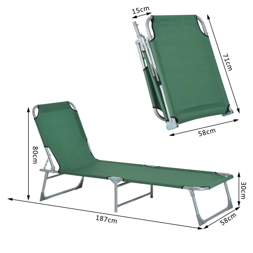 Letto da Campeggio Pieghevole con Testiera Regolabile ¨C Zephmum ¨C Verde 187x58x28 cm