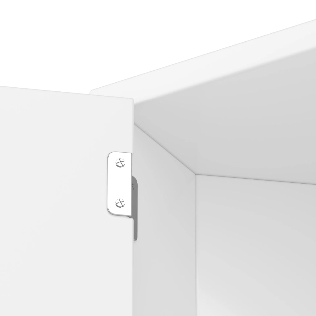 Armadietto Bagno Triangolare ¨C MINIMAL ¨C Bianco, 3 Ripiani, Ante, Salvaspazio, 36.5x24.5x170