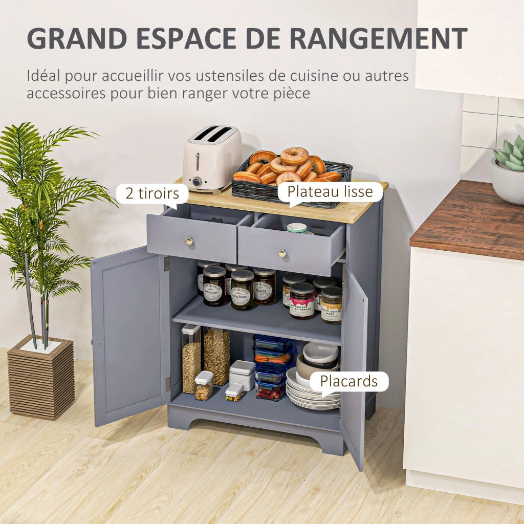 Credenza con ante, cassetti e ripiani ¨C zephmum ¨C 68x40x85 cm grigio legno naturale