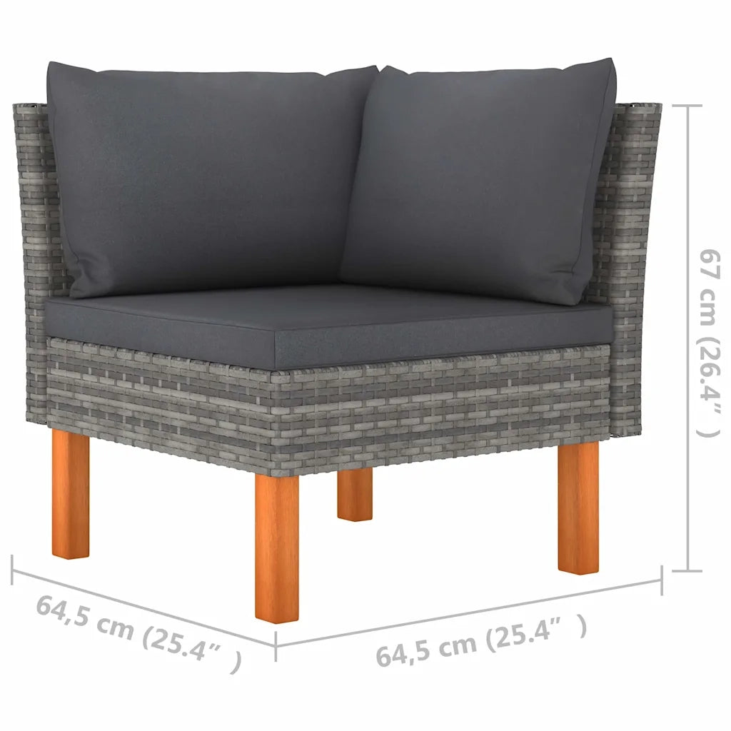 Poltrone Angolari 2 pz Polyrattan e Legno Massello di Eucalipto 829814