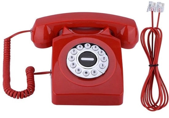 Telefono Vintage Retro - Comunicazione Senza Fili - Antico Telefono - Memoria Numeri - Rosso - Progettazione Resistente al Colpo