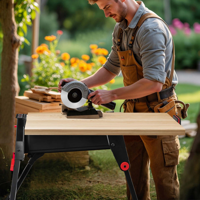 Banco da lavoro pieghevole con morsa 98 x 88 x 87 cm, tavolo da lavoro pieghevole con capacità max 200 kg, banco da lavoro officina