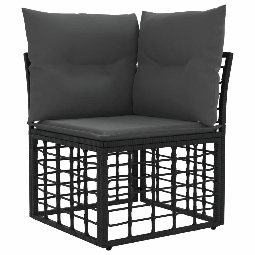 Set Divano da Giardino 5 pz Nero e Grigio scuro polyrattan 3437861
