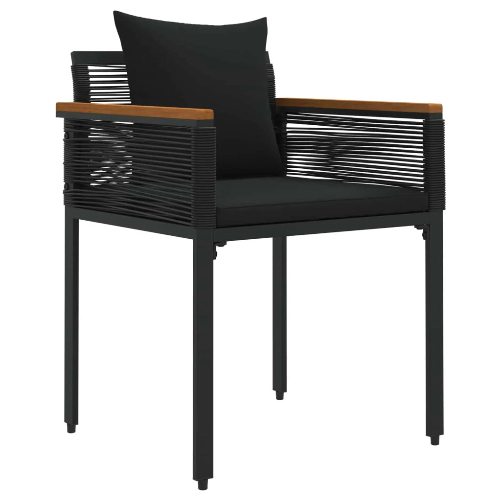 Set di Mobili da Esterno con cuscino 3 pcs Nero Rattan in PE