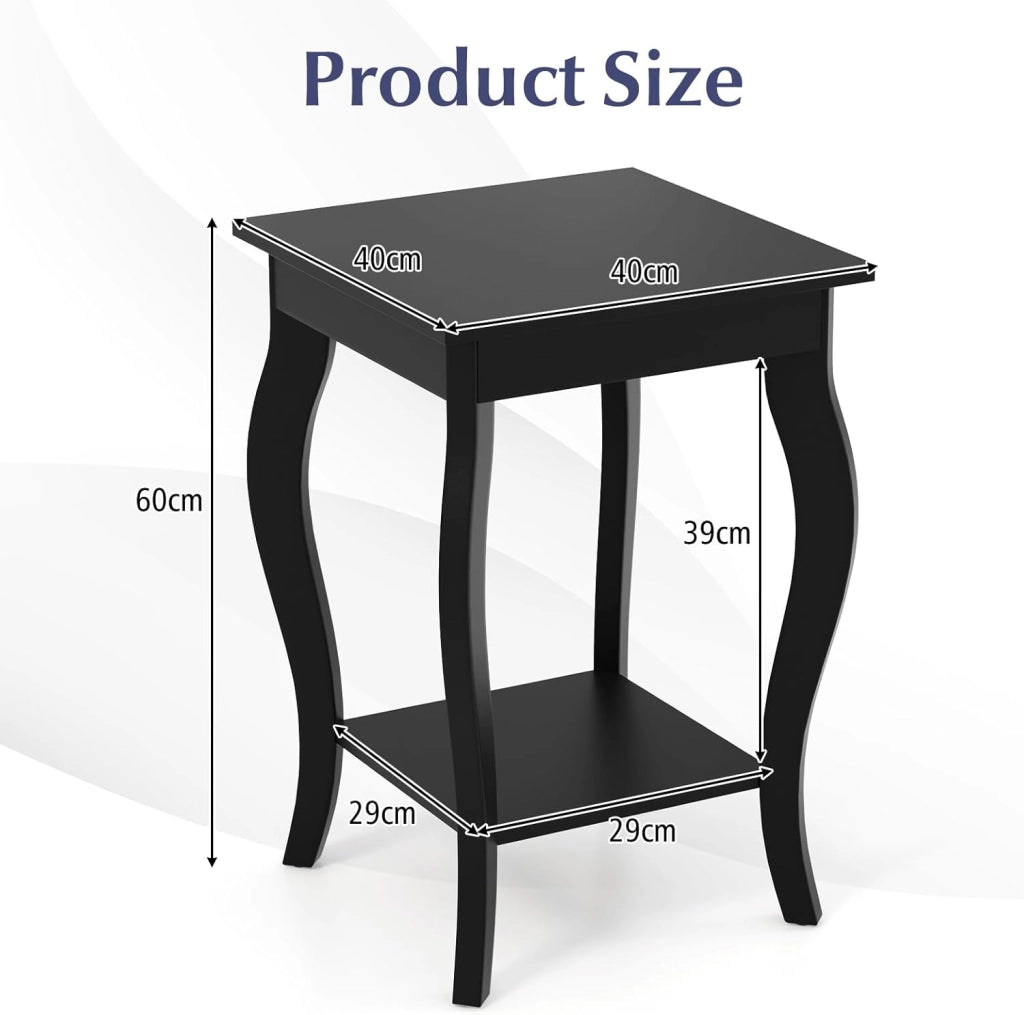 Tavolo Angolare Quadrato, Tavolini Bassi, Tavolini Bassi in Legno, Design a Due Livelli, Multiuso, per Soggiorno, Camera da Letto, Dimensione Compatta (Nero 2)