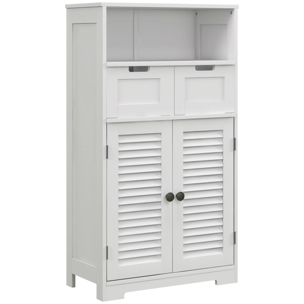 Mobile bagno armadio 2 ante cassetti scaffale regolabile ¨C zephmum ¨C bianco 61x30.5x109.5 cm