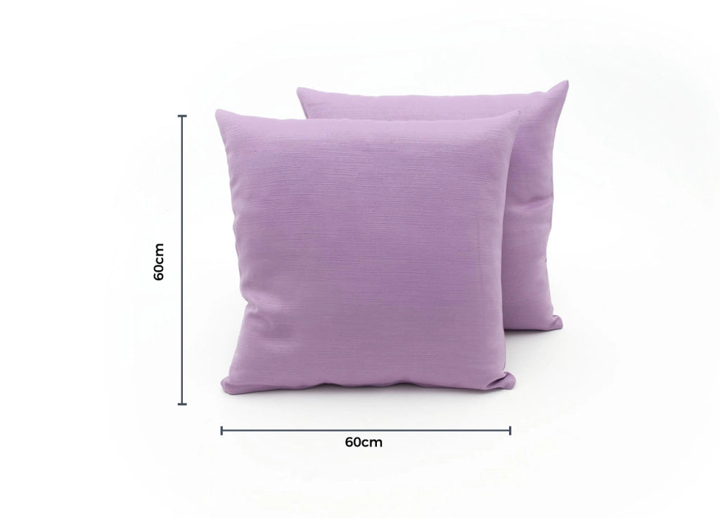 Coppia Cuscini Arredo Imbottiti Tessuto Ottoman In Tinta Unita Colore Lilla 37 - 60x60 - Lilla 37