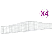 Set di 4 gabbioni ad arco per recinzione gabbia o muro di contenimento 400 x 30 x 40/60 cm ferro zincato argento 02_0041485