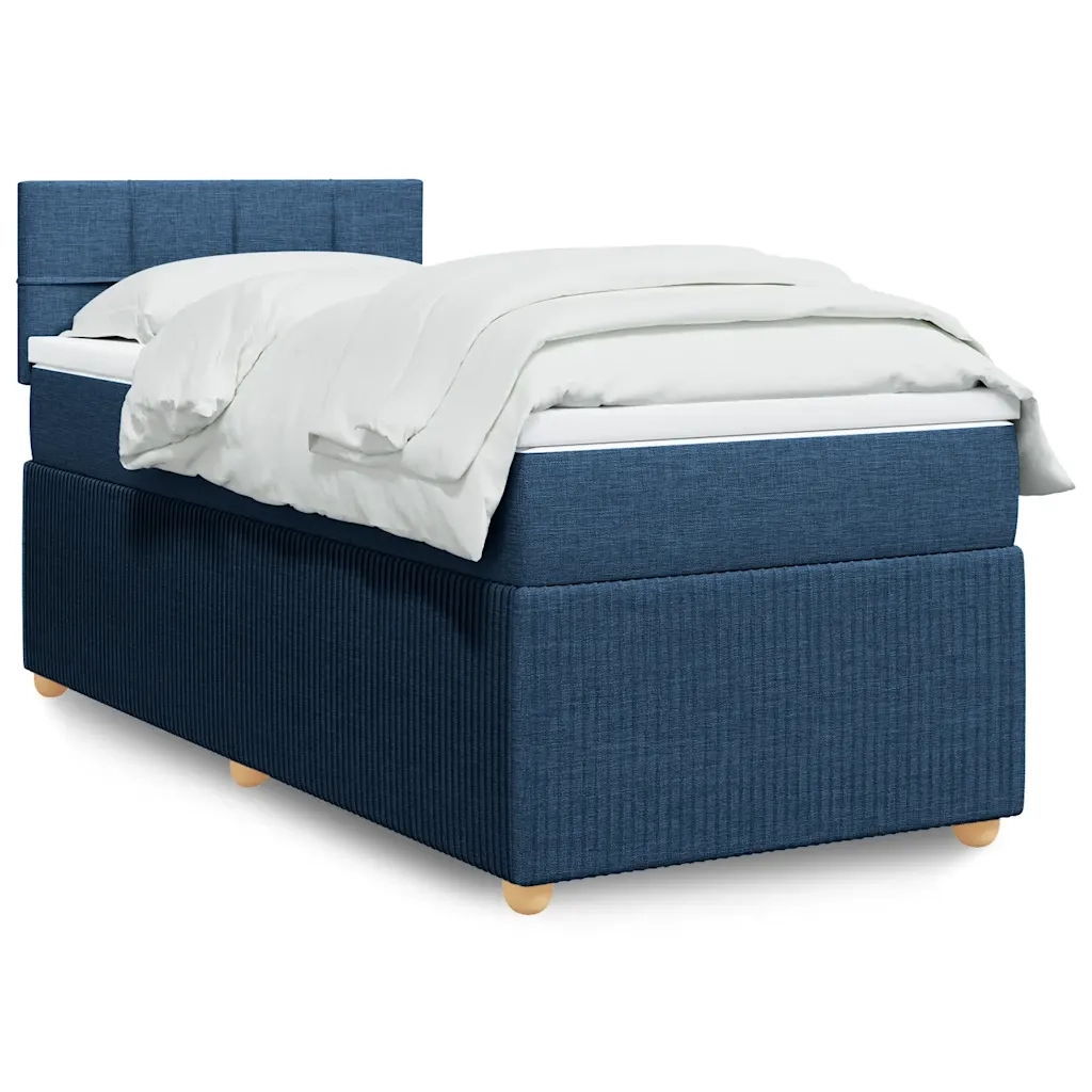 vidaXL Giroletto a Molle con Materasso Blu 100x200 cm in Tessuto