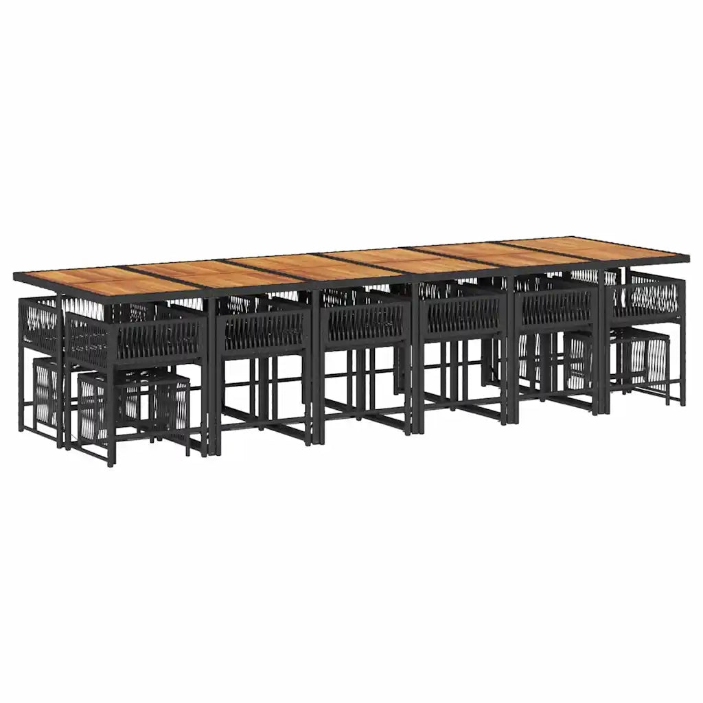 Set da Pranzo da Giardino 17 pz con Cuscini Nero in Polyrattan 3211551