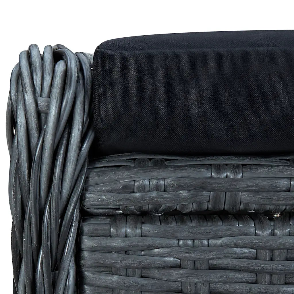 Sedia da Giardino Reclinabile con Pouf Polyrattan Grigio Scuro 313303