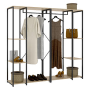 Armadio Camera da Letto Dalton, Guardaroba Grande 5 Ripiani, 40x167h cm Marrone Rovere