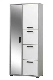 Armadio con specchio + 3 ribalte +anta ossido+ bianco cemento già montato L75.3 H175 P33