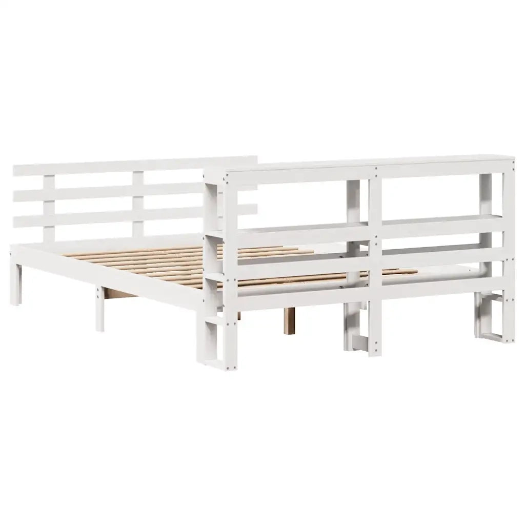 vidaXL Giroletto con Testiera Bianco 135x190 cm Legno Massello di Pino