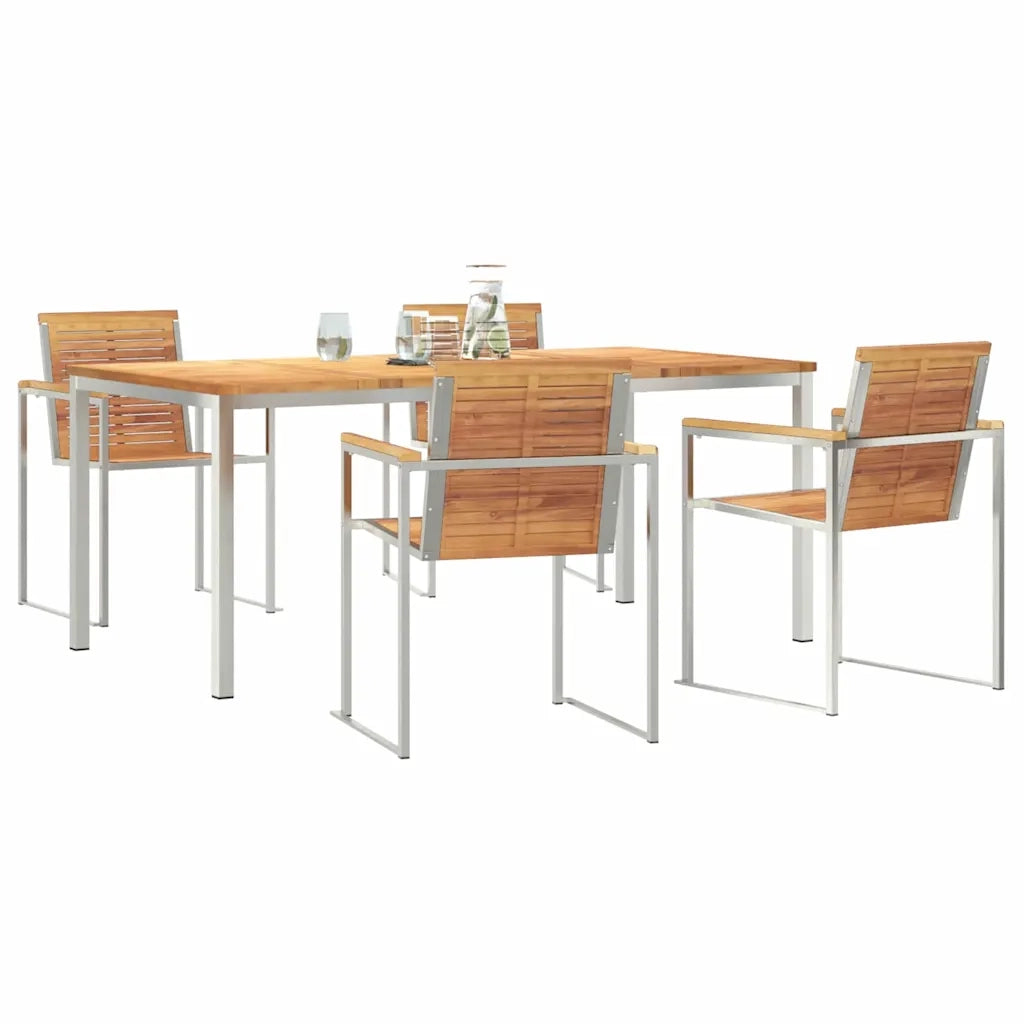 Set da Pranzo per Giardino 5 pcs Marrone Legno di teak solido 3334825