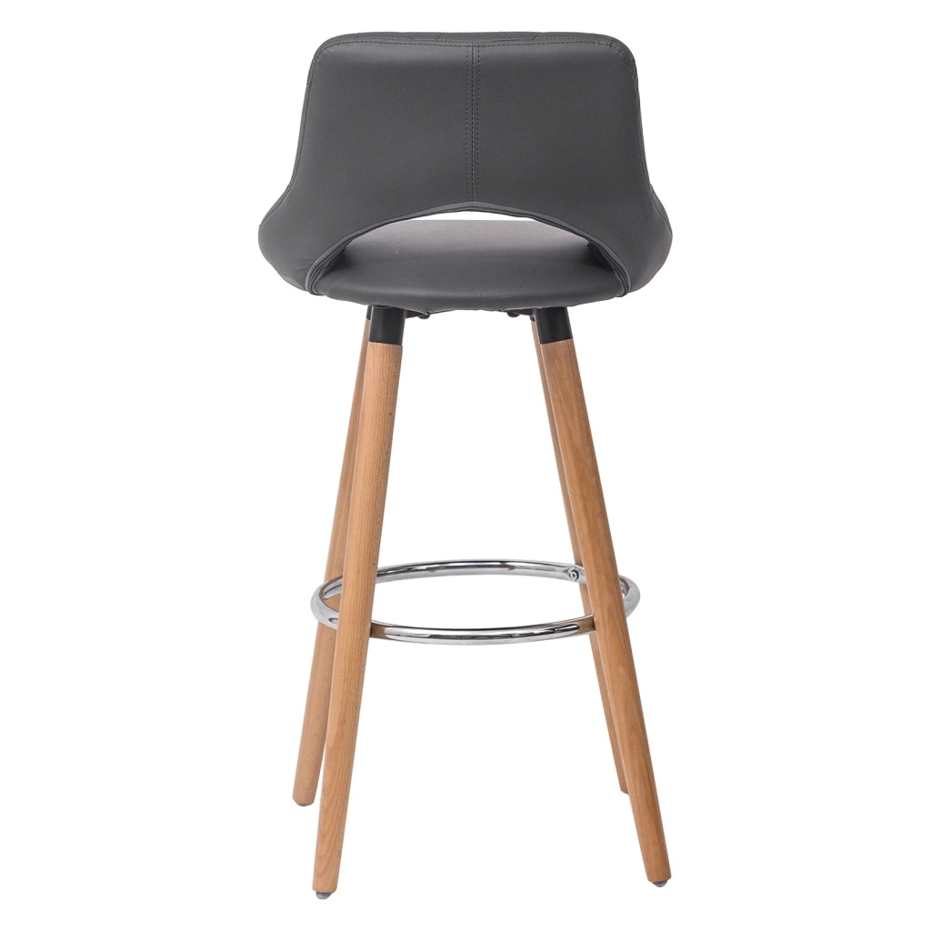 SGABELLO DA BAR 91 cm Grigio in pelle sintetica e legno massello