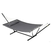 Amaca da Giardino Portatile con Cuscino Integrato, in Cotone, Poliestere e Acciaio, 368x93x110 cm, Grigio Scuro