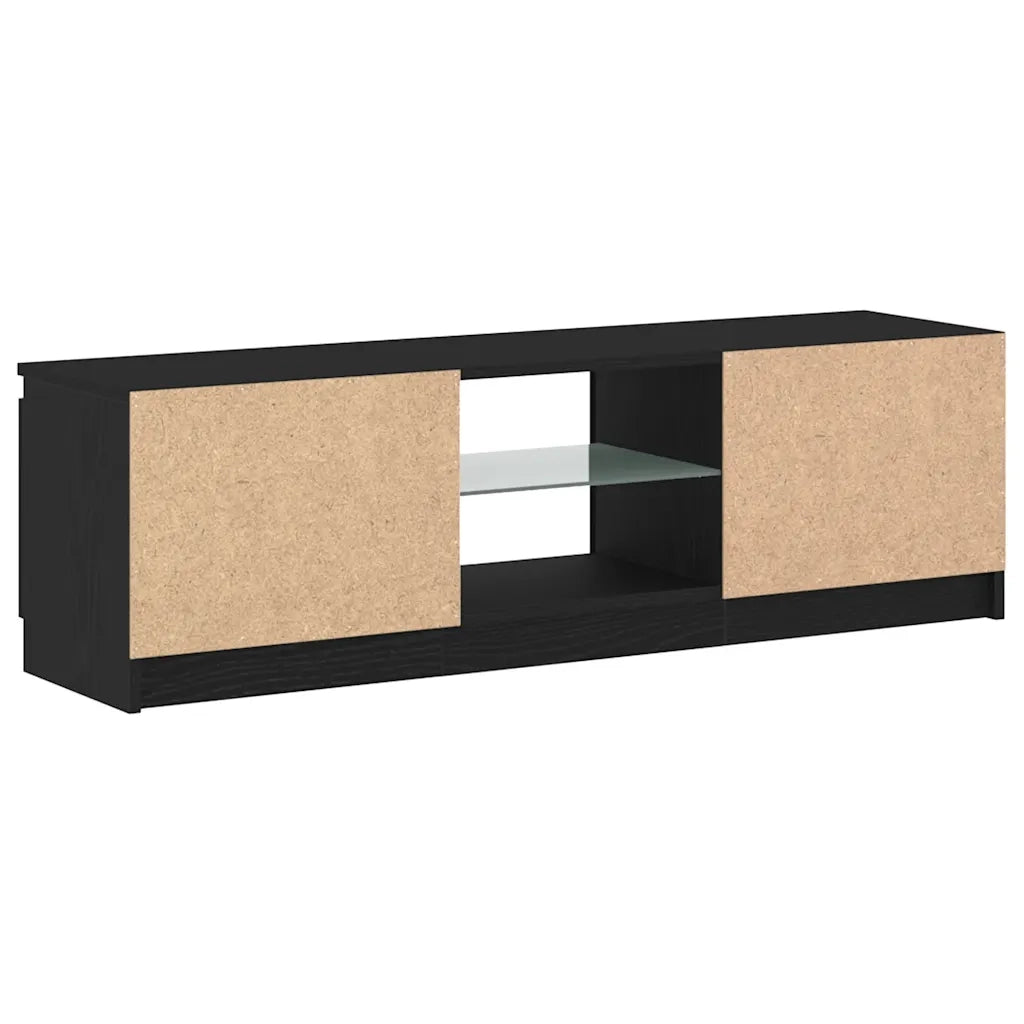 Mobile Porta TV con LED Rovere Nero 120x30x36 cm Multistrato